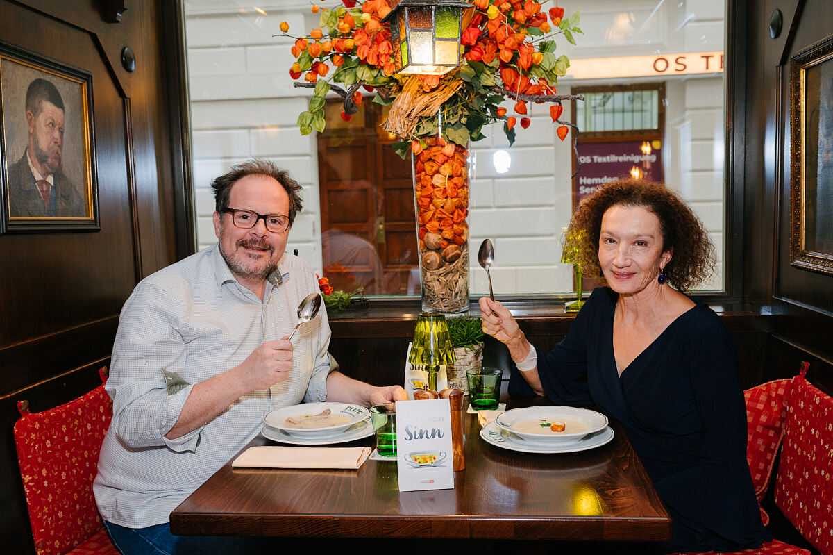Suppe mit Sinn-Botschafter:innen Konstanze Breitebner und Thomas Mraz