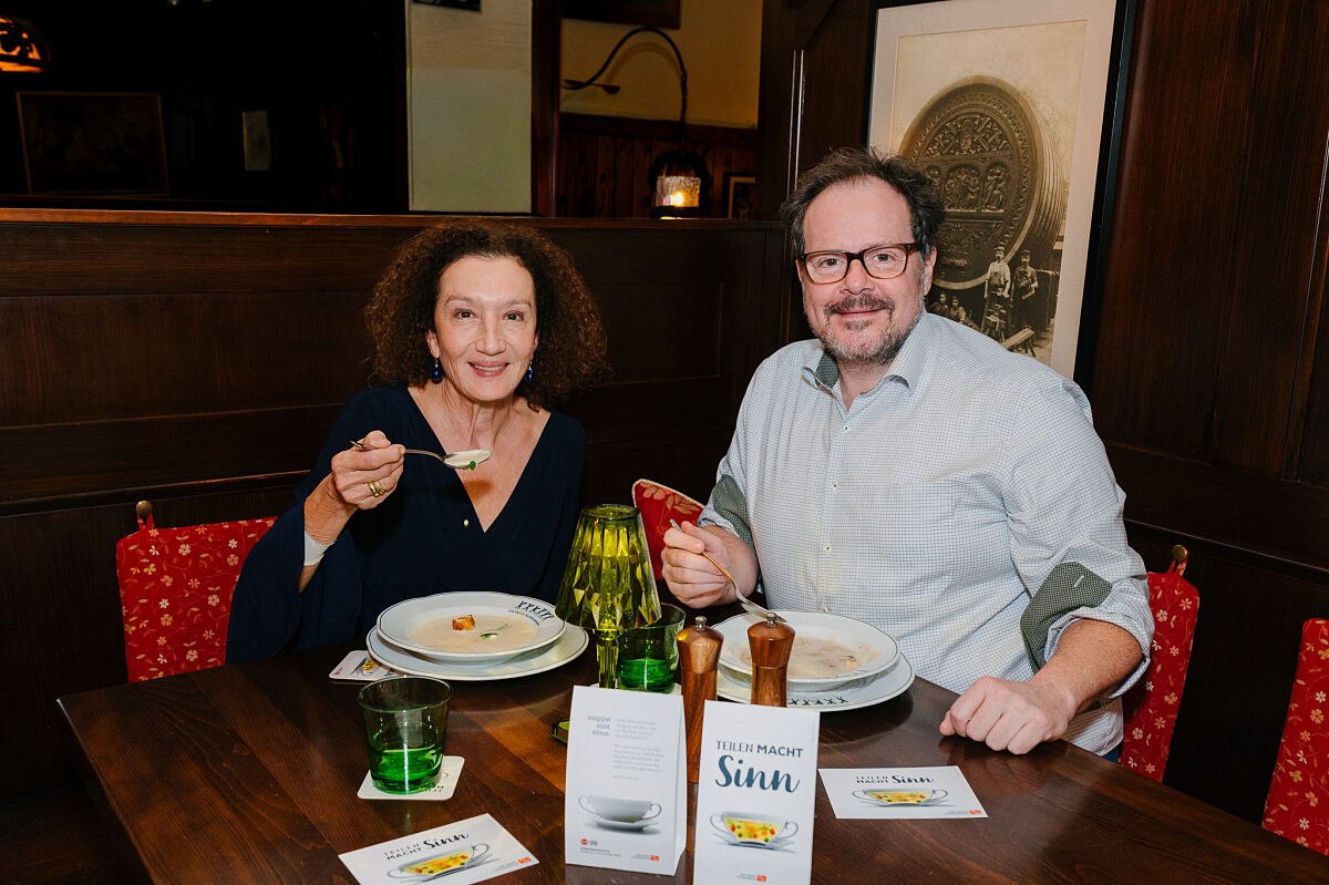 Suppe mit Sinn-Botschafter:innen Konstanze Breitebner und Thomas Mraz